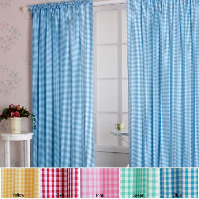 Gingham Check 84 inch Curtain Panel Pair  