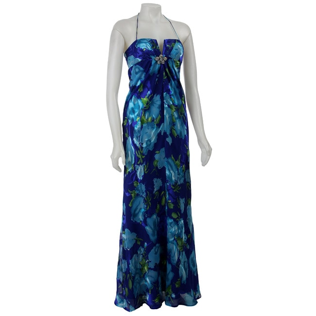 Nightway Womens Printed Silk Chiffon Maxi Dress  