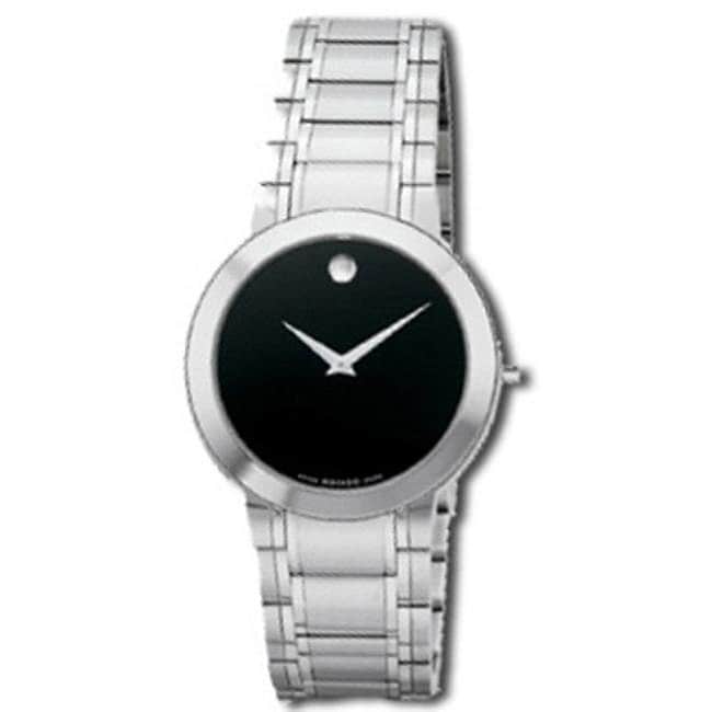 Movado Stiri Mens Stainless Steel Black Face Watch  