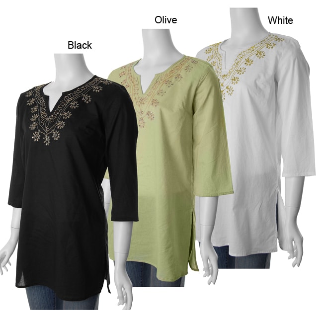Kaktus Brand Women's Embellished V-neck Tunic - Overstock™ Shopping ...
