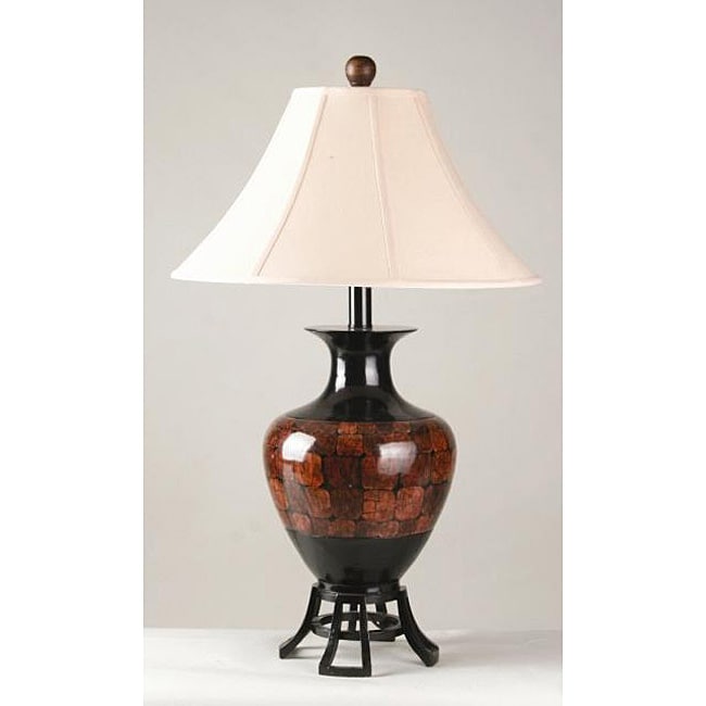 Lacquered Cork Design Jar on Stand Table Lamp