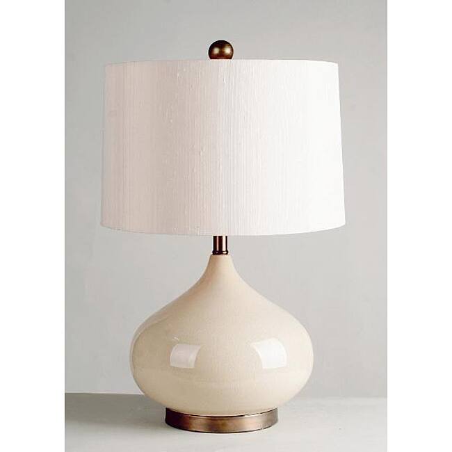 Crackled Almond Finish Ceramic Jar Table Lamp