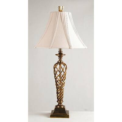 Antique Brass French Twist Column Table Lamp