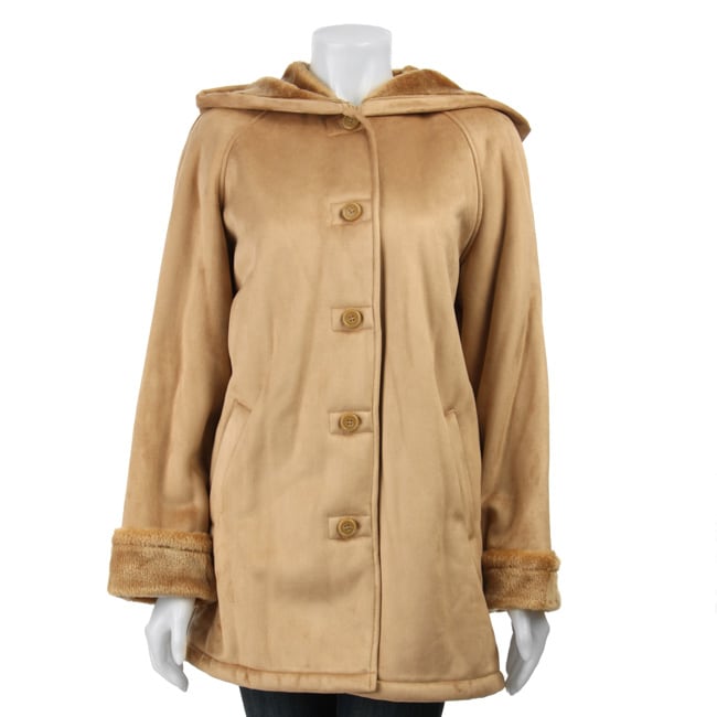 Liz Claiborne Faux Suede Hooded Coat - 12080735 - Overstock.com ...