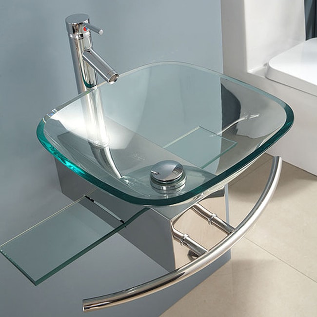 Shop Contemporary Wall-mount Glass Waterfall Sink - Free Shipping Today ...