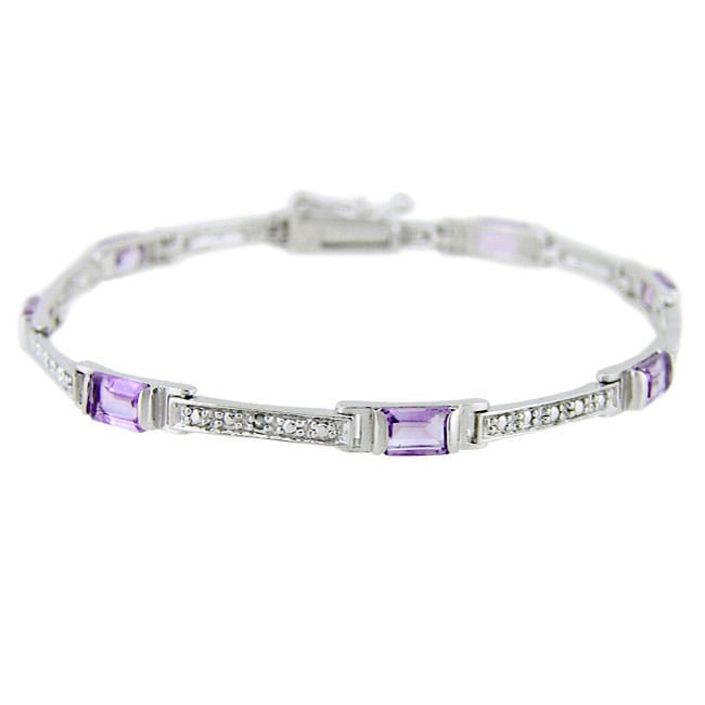 Glitzy Rocks Sterling Silver Amethyst and Diamond Accent Bracelet