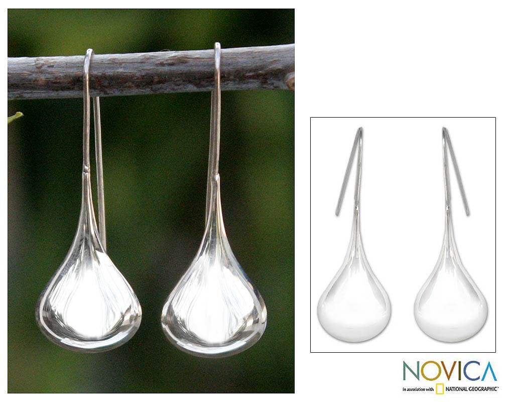 Sterling Silver Dew Drop Dangle Earrings (Thailand)  