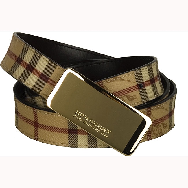 Burberry Haymarket Plaque Designer Belt