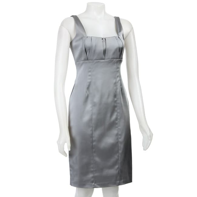 Calvin Klein Womens Silver Stretch Satin Sheath Dress  