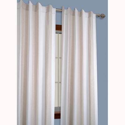 Striped Yarn Dyed Linen/ White 84-inch Window Curtain Pair