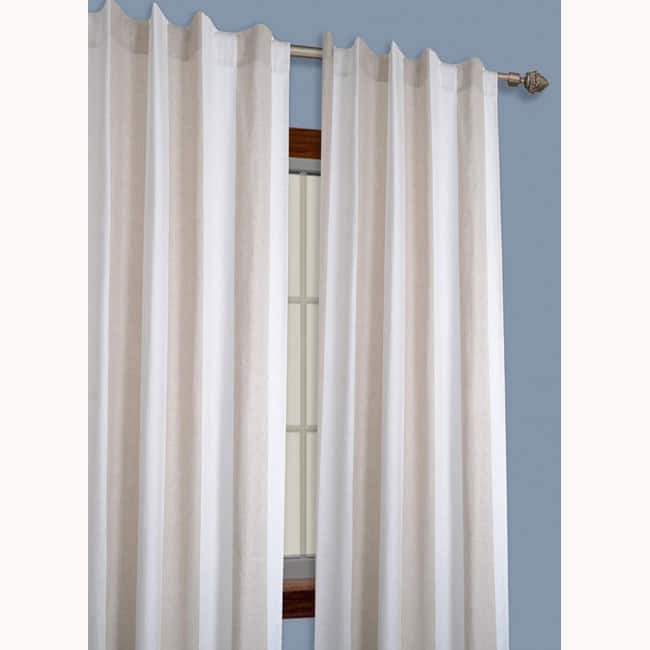 Striped Yarn Dyed Linen/ White 84-inch Window Curtain Pair