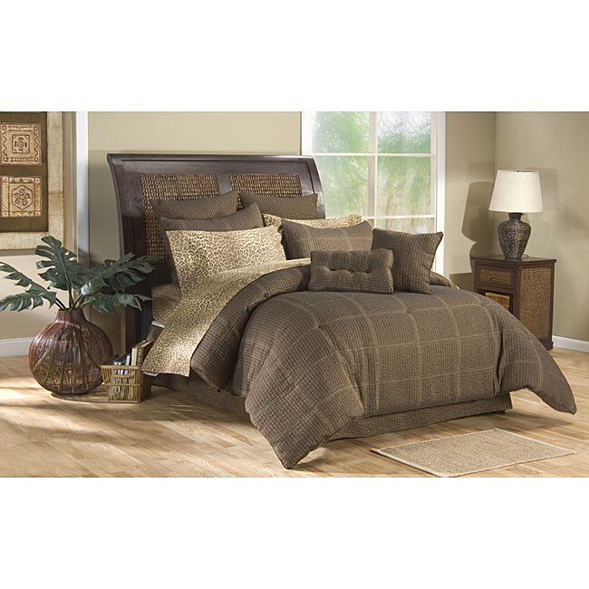 Yardley Brown Bed In A Bag With Leopard Print Sheet Set Queen Yardley Brown Bed In A Bag With Leopard Print Sheet Set Queen