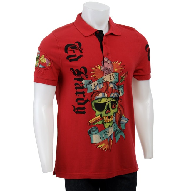 Ed Hardy Mens Short sleeve Pirate Skull Polo Shirt  