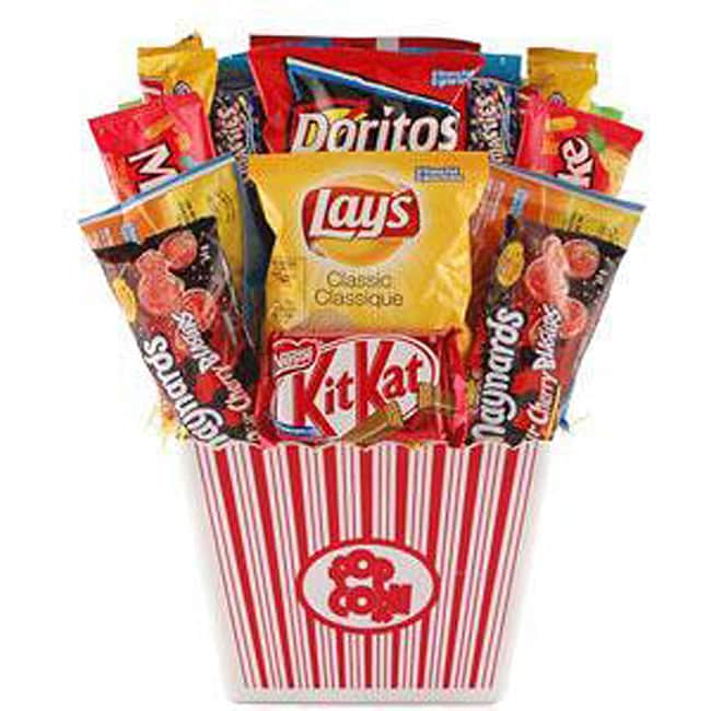 Snack Attack Candy Basket with Reusable Acrylic Popcorn Container