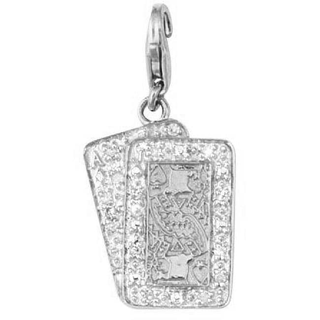 14k White Gold 1/10ct TDW Diamond Blackjack Charm More Charms