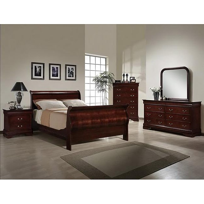 Louis Philippe 5-piece King Dark Cherry Bedroom Set - Free Shipping Today - www.semashow.com - 12102461