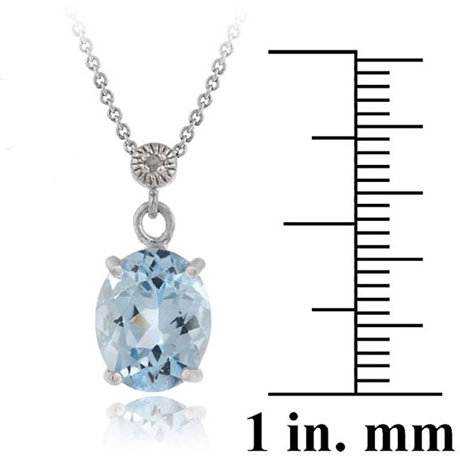   Sterling Silver 4 2/5ct TGW Blue Topaz and Diamond Accent Necklace