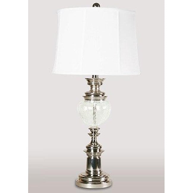 Crackle Glass/ Polished Silver Table Lamp  