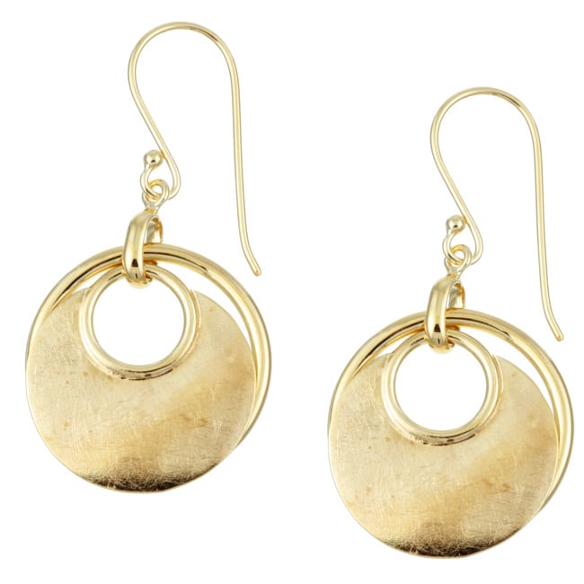 14k Gold over Silver Circle Drop Earrings  