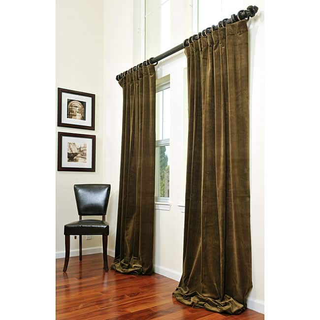 Exclusive Fabrics Signature Lichen Green Velvet 84-inch Curtain Panel