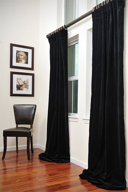 Exclusive Fabrics Signature Black Velvet 96-inch Curtain Panel