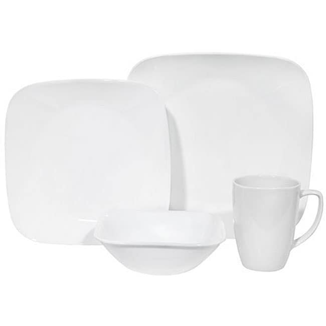 Corelle Square Pure White 16 piece Dinnerware Set