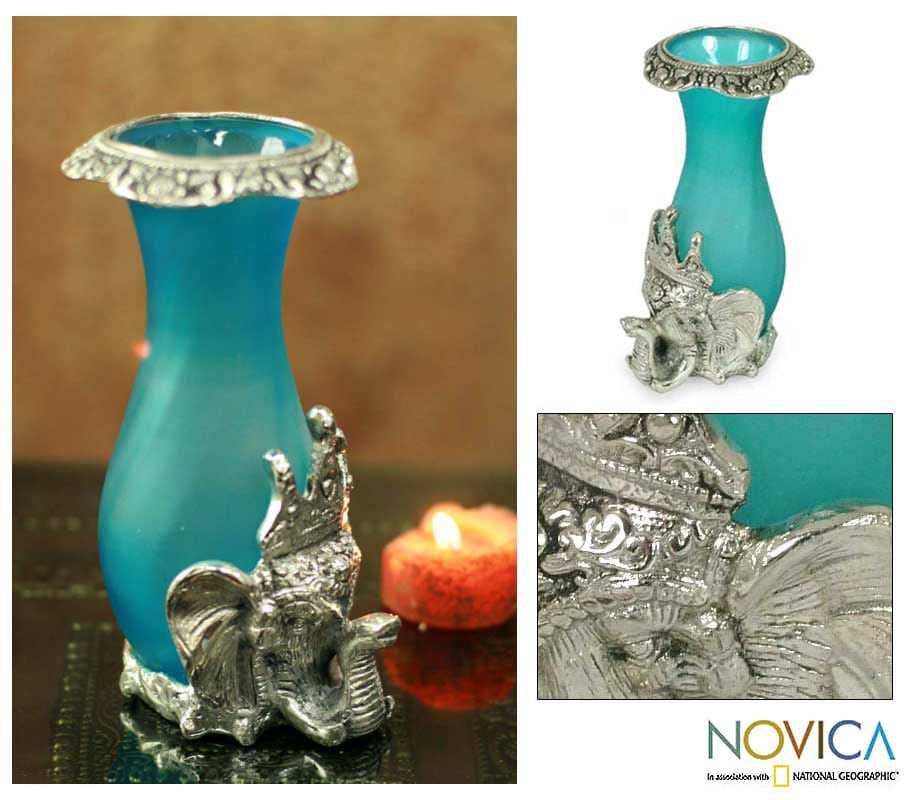 Turquoise Treasure Glass Vase (India)  