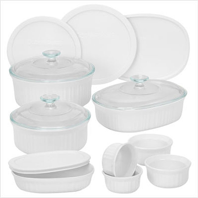 CorningWare French White 15piece Bake and Serve Set Free Shipping