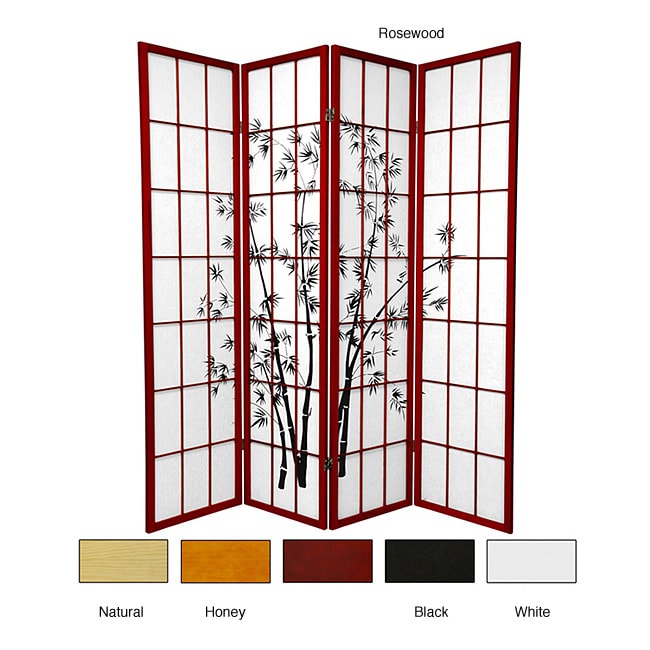 Wood 6 foot 4 panel Lucky Bamboo Room Divider (China)  