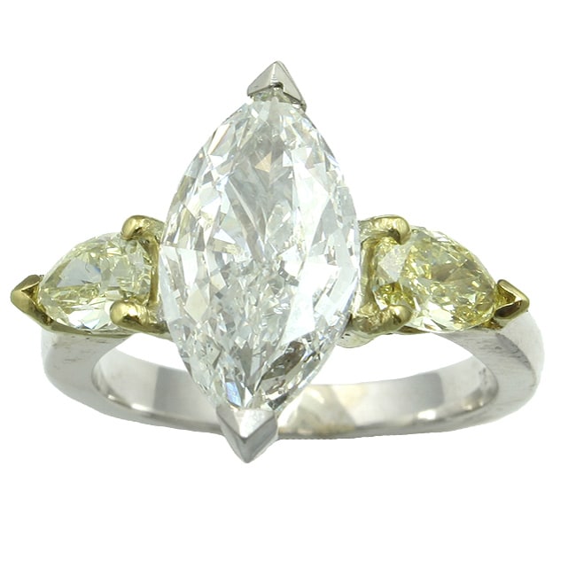 14k Gold 4 1/10ct TDW White/ Yellow Diamond Ring (G, SI1) (Size 7) One of a Kind Rings