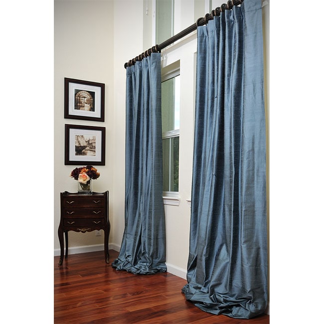 Signature Sky Lark Textured Silk 120 inch Curtain Panel