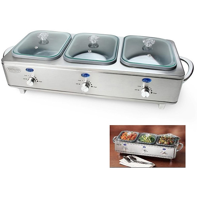 Nostalgia Electrics BCS 998 3 section Stainless Steel Buffet 