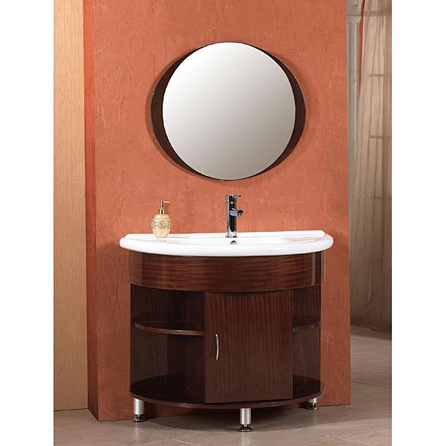 DreamLine Halfmoon Vanity with Ceramic Basin and Mirror Free