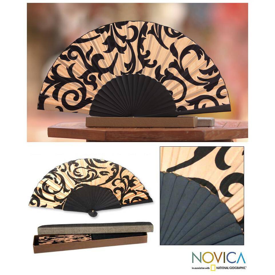 Silk 'Ivory Bali Glory' Batik Fan (Indonesia)