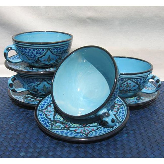 Set of 4 Sabrine Design 5 inch Latte/ Soup Mugs (Tunisia)   