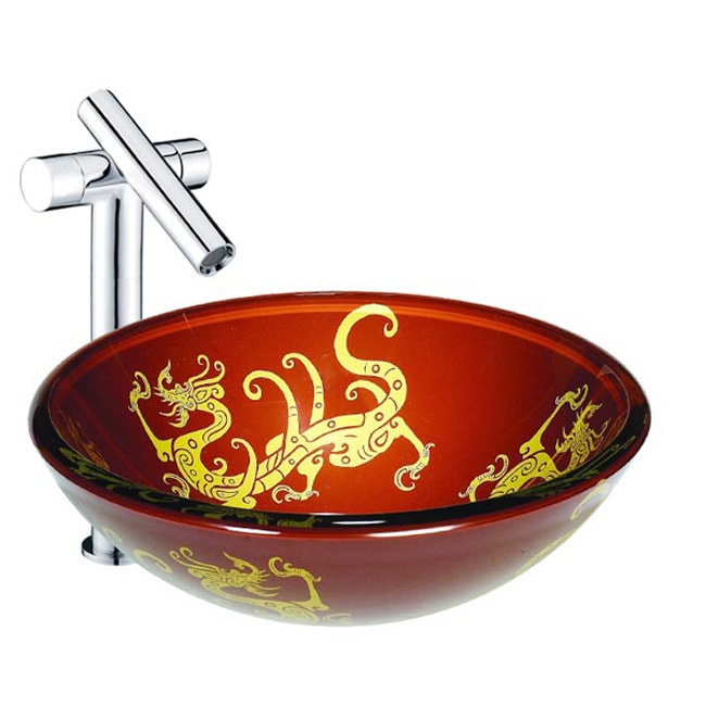 Dreamline Dragon Art Glass Vessel Sink And Faucet Combo