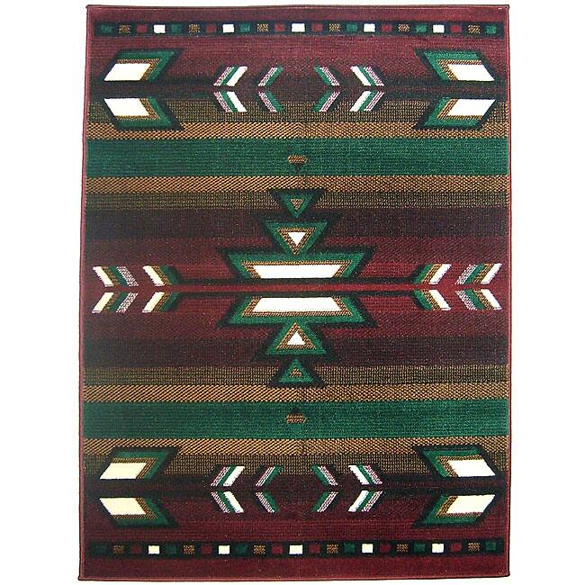 Southwestern Striped Burgundy Rug