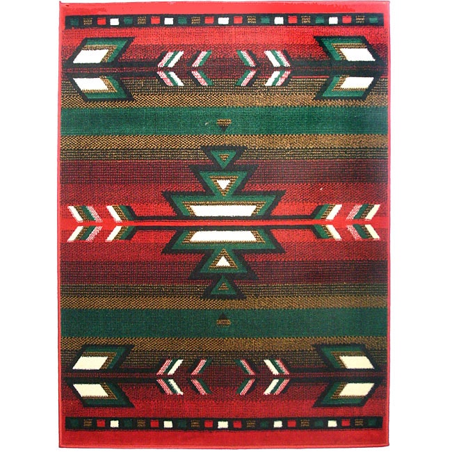 Southwestern Striped Red Rug (8 x 11)  