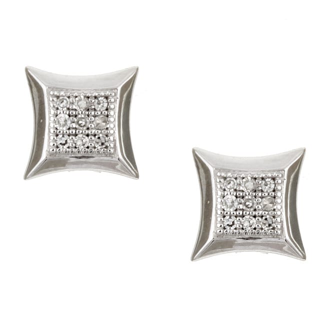 10k White Gold Square Diamond Earrings (K, I2)  