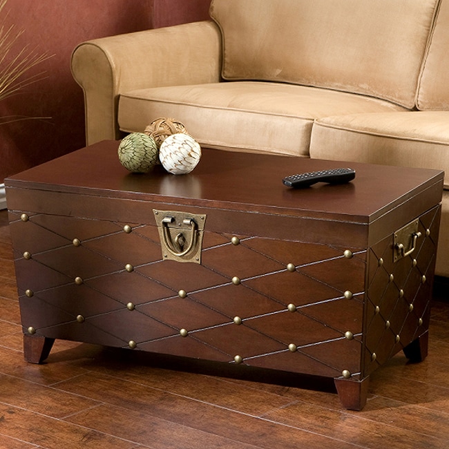 Nailhead Espresso Cocktail Table Trunk