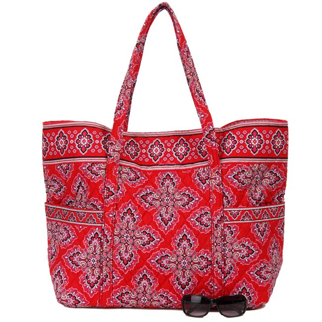 Vera Bradley Frankly Scarlet Super Tote Bag - 12139013 - Overstock.com ...