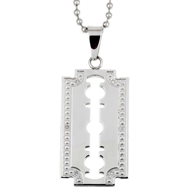 Stainless Steel Men's Diamond Razor Necklace - Overstock™ Shopping ...