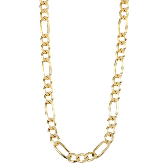   14k over Sterling Silver 24 inch Figaro Chain (6 mm)  