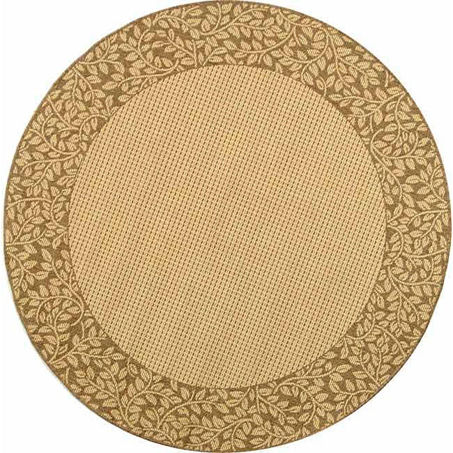 Indoor/ Outdoor Natural/ Brown Rug (53 Round) (IvoryPattern BorderMeasures 0.25 inch thickTip We recommend the use of a non skid pad to keep the rug in place on smooth surfaces.All rug sizes are approximate. Due to the difference of monitor colors, some