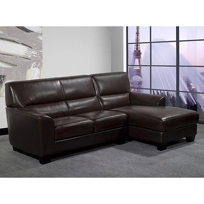 Pearce Dark Brown Leather Sectional Sofa  