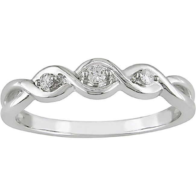 10k White Gold Diamond Three stone Twist Ring  