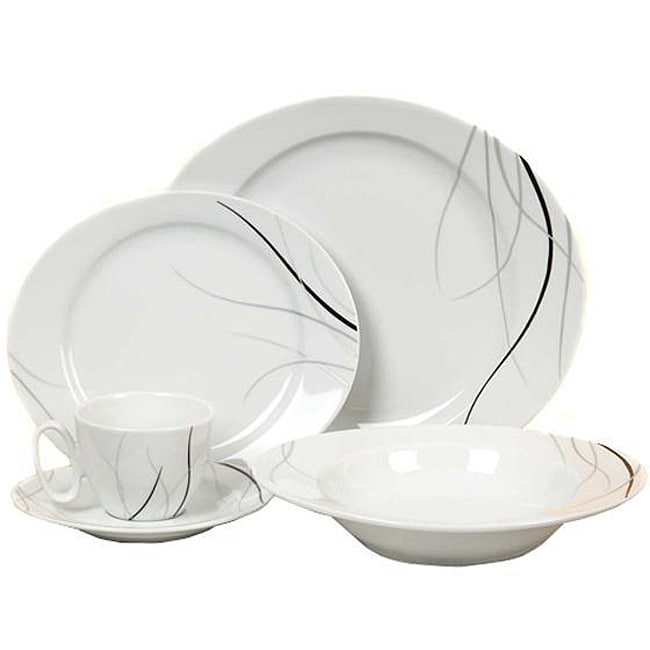 Ritz Black and White 20 piece Dinnerware Set (Service for Four 