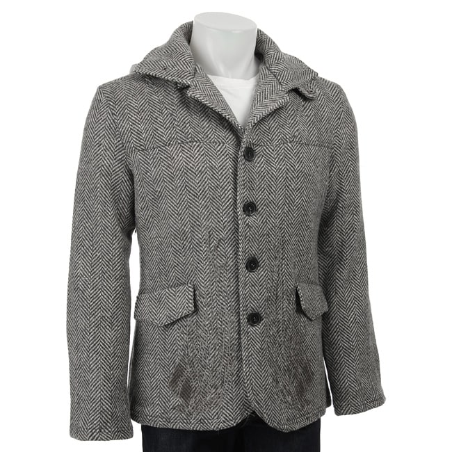 Ray Mens Wool Blend Herringbone Grey Jacket  