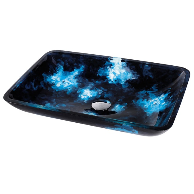   Boulder Opal Rectangular Glass Vessel Bathroom Sink  