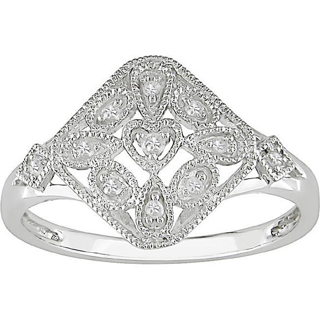 10k White Gold Diamond Openwork Ring  